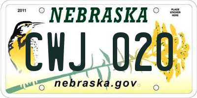 NE license plate CWJ020