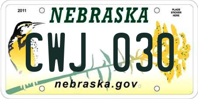 NE license plate CWJ030