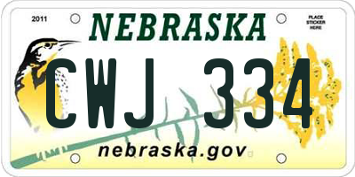 NE license plate CWJ334