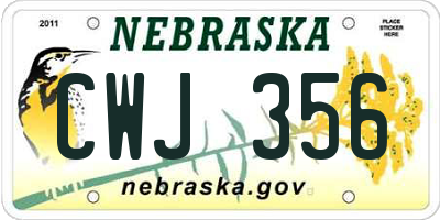 NE license plate CWJ356