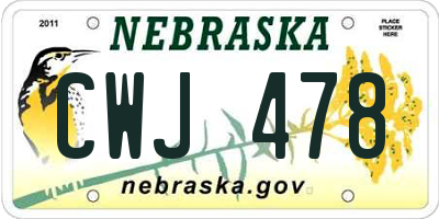 NE license plate CWJ478