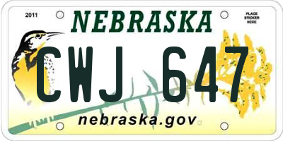 NE license plate CWJ647
