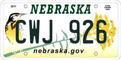 NE license plate CWJ926
