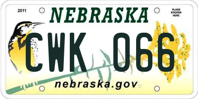 NE license plate CWK066