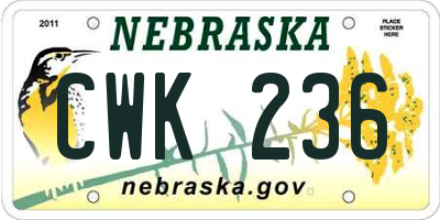 NE license plate CWK236