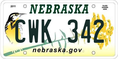 NE license plate CWK342