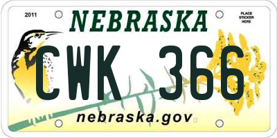 NE license plate CWK366