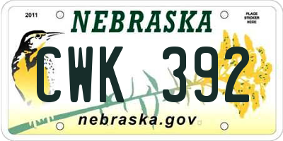 NE license plate CWK392