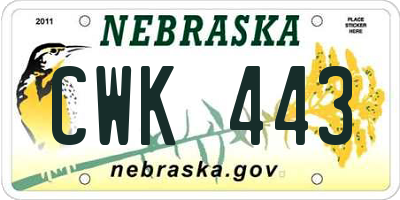 NE license plate CWK443