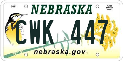 NE license plate CWK447