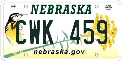 NE license plate CWK459