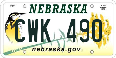 NE license plate CWK490