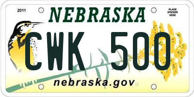 NE license plate CWK500