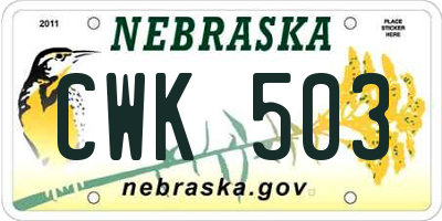 NE license plate CWK503