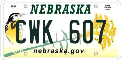 NE license plate CWK607