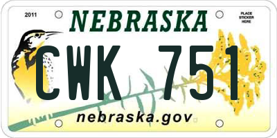 NE license plate CWK751