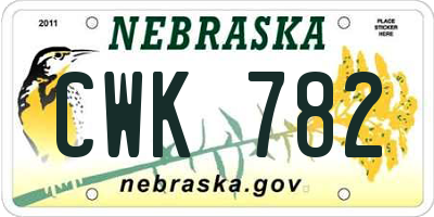 NE license plate CWK782