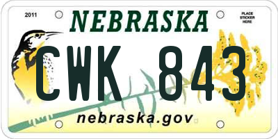 NE license plate CWK843