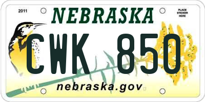 NE license plate CWK850