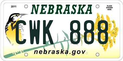 NE license plate CWK888