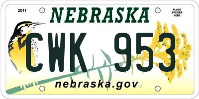 NE license plate CWK953