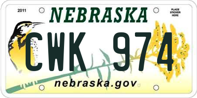 NE license plate CWK974