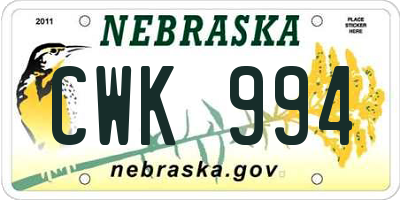 NE license plate CWK994