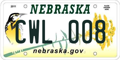 NE license plate CWL008