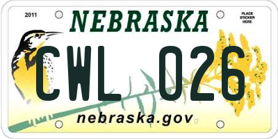 NE license plate CWL026