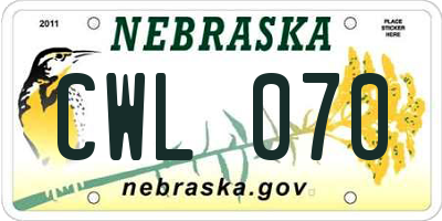 NE license plate CWL070