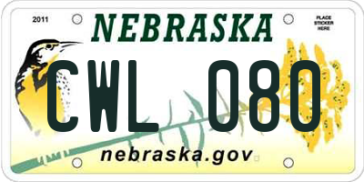 NE license plate CWL080