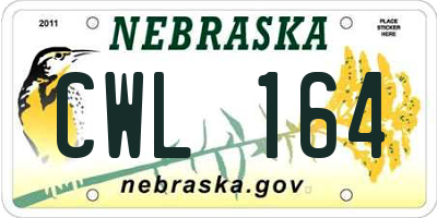 NE license plate CWL164