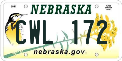 NE license plate CWL172