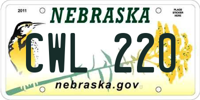 NE license plate CWL220