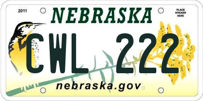 NE license plate CWL222