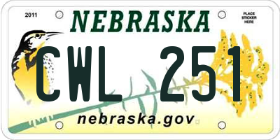 NE license plate CWL251
