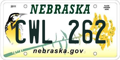 NE license plate CWL262