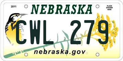 NE license plate CWL279