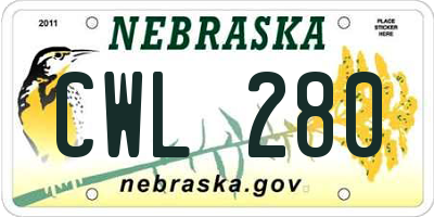 NE license plate CWL280