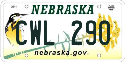 NE license plate CWL290