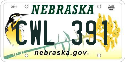 NE license plate CWL391