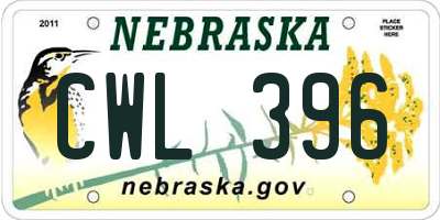 NE license plate CWL396