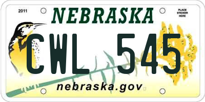 NE license plate CWL545