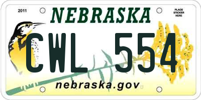 NE license plate CWL554