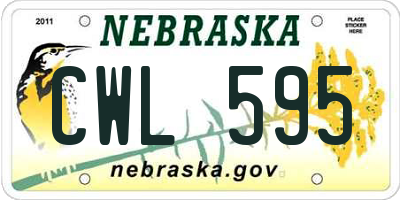 NE license plate CWL595