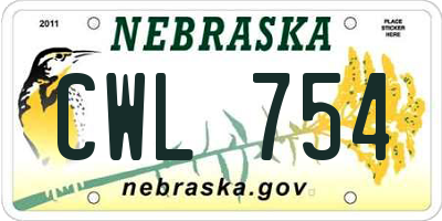 NE license plate CWL754
