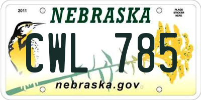 NE license plate CWL785