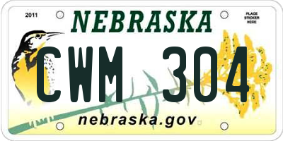 NE license plate CWM304
