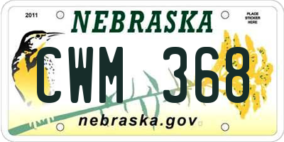 NE license plate CWM368