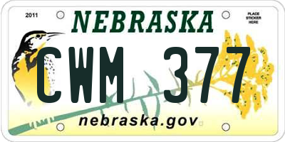 NE license plate CWM377